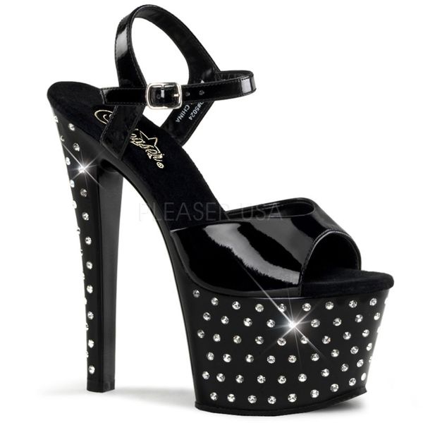 Sandalette in schwarz Lack mit zahlreichen Strass-Steinen STARDUST-709